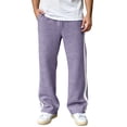 thumbnail image 4 of IWRICH Men's Wide Leg Baggy Pants Fashion Trendy Sweat Pants Elastic Waist Street Sweatpants with Pockets Light Purple S, 4 of 4