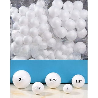 MT Products 1.5 inch Round White Polystyrene Foam Balls for Crafts - Pack of 50