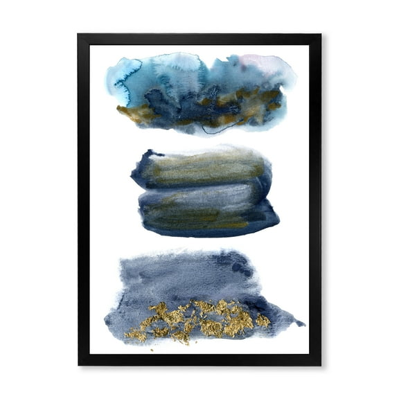 Designart 'Abstracts Clouds With Golden Touches' Modern Framed Art Print
