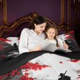 thumbnail image 4 of Homewish Japanese Samurai Twin Comforter Sets for Boys, Retro Ukiyoe Bedding Set, Black Gray Red, Black Reversible 2pcs, 1 Comforter and 1 Pillowcase, 4 of 6