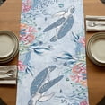 thumbnail image 5 of Table Runners 36 Inches Long Dress Scarves, Blue Coastal Turtle Farmhouse Kitchen/Dining Table Runner, Short Coffee Tablerunners, Beach Nautical Ocean Coral Seahorse 13x36 Inch, 5 of 9