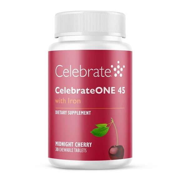 Celebrate Vitamins CelebrateONE 45 Once Daily Bariatric Multivitamin with Iron Chewables, 45 mg of Iron, Midnight Cherry, 30 count