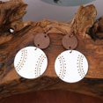 thumbnail image 6 of Sports Game Ball Football Basketball Wooden Leopard Print Drop Earrings for Women Round Baseball Soccer Volleyball Dangle Earrings Fans Players Holiday Jewelry, 6 of 6