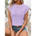thumbnail image 4 of SMZ Women's Summer Tops Casual Crewneck Cap Sleeve Shirts Lightweight Crochet Knit Texture Tank Top Blouses, 4 of 5