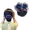 thumbnail image 3 of XINYUAN Flower Snood Net Women Hair Clip Hair Bun Cover Hairnet Barrettes Net Snood Hairnet Spring Hairpin Flower Decor Gift for Mother's Day Birthday E3T1, 3 of 9