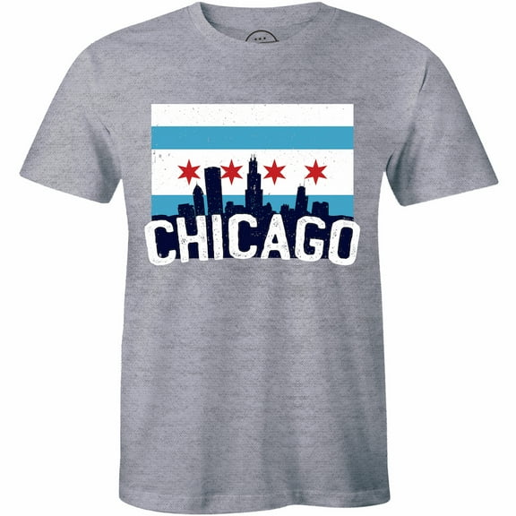 Chicago Flag Downtown Windy City Love Heart Skyline Fan Mens Gift T-Shirt