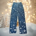 thumbnail image 2 of Women's Christmas Printed Plush Pants, Full Length Long Trousers for Winter Casual Wear, Soft and Warm Fleece Material with Festive Design,Royal Blue,XL, 2 of 5