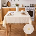 thumbnail image 3 of Living Room Table Cloth Rectangle, Decorative Table Cloth140*180cm Flower Embroidered with Tassels, Decorative Table Cloth Cotton,Sunflower tablecloth。, 3 of 3