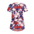 thumbnail image 4 of USSUMA Short Sleeve Women Tops Dressy Casual 4th of July Patriotic USA Flag 2022 Trendy T-Shirt Shirts Round Neck Stars Stripe Plus Size Tunics Top for Women Summer Blouse, 4 of 5