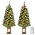 thumbnail image 1 of Gymax 2 PCS 4 FT Pre-Lit Potted Christmas Tree Artificial Entrance Tree w/ LED Lights & 116 Branch Tips, 1 of 10