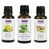 Now Foods Refresh Yourself 3-Pack Variety, Clary Sage Oil, Ginger Oil, & Lemon Oil 1OZ Each