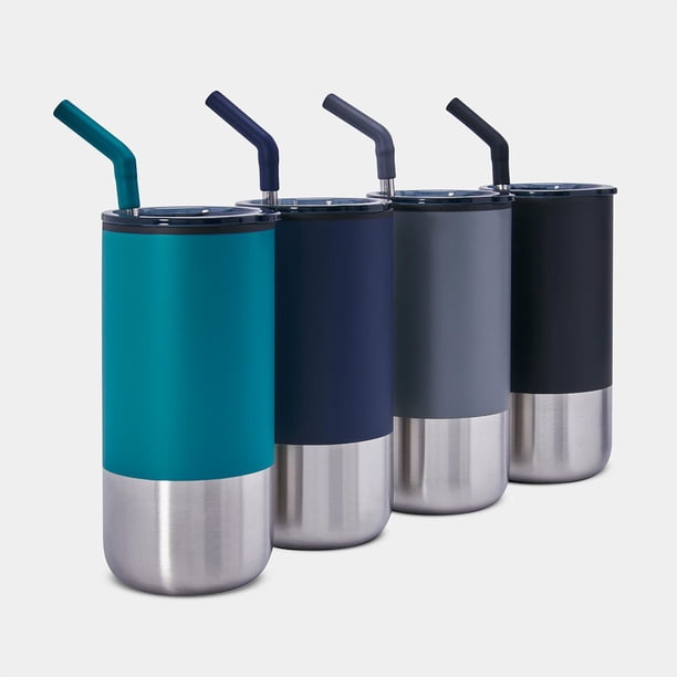 Paquete con 10 piezas de Vaso térmico popote, negro 8.3 x 17.5