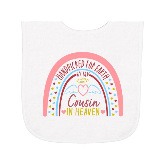 Inktastic Handpicked for Earth by My Cousin in Heaven Rainbow Baby Terry Cloth Bib