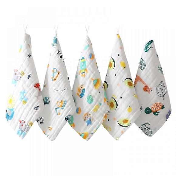 Toalla facial cuadrada pequeña de algodón puro de seis capas para bebé, toalla de gasa para saliva, toalla para niños