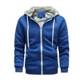 thumbnail image 4 of Blue Zip Up Hoodie Men'S And Winter Loose Casual Fleece Thickened Hooded Sweatshirt Jacket, 4 of 4