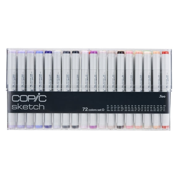 Copic Sketch Markers, Broad Point, Multicolor, 72 Count