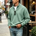 thumbnail image 5 of Dresfit Mock Neck Sweatshirt for Men Waffle Long Sleeve Shirts Fall Collared Quarter Zip Pullover Loose Fit Oversized Knit Sweatshirts M, 5 of 8