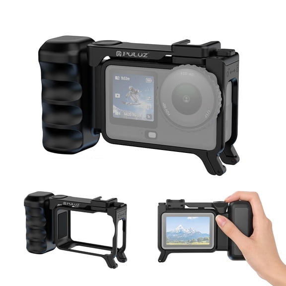 For DJI Osmo Action 6 QKOO Street Photography Handle ABS Plastic Hand Grip with Cold Shoe (Black)