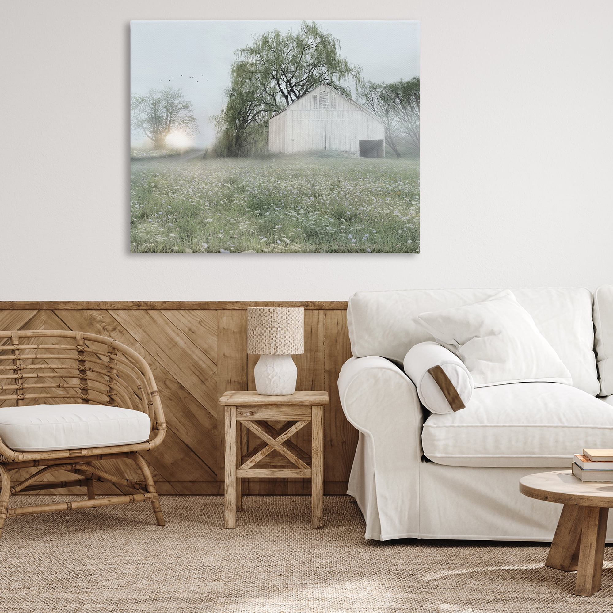 Stupell Industries Drooping Trees Meadow Landscape & Nature Painting Wrapped Canvas Art Print Wall Art, 48 x 36