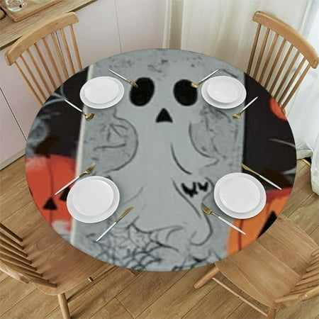 

Ullo0ord Halloween Round Tablecloth with Elastic Edge Tablecloth Size Washable Decor Table Covers for Kitchen Dining Outdoor Parties Halloween 42 -46