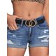 thumbnail image 2 of Pantalones cortos de mezclilla rasgados para mujer, cintura alta enrollada elástica XBTCLXEBCO agujero, 2 of 6