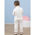 thumbnail image 5 of CARETOO Toddler Boy Clothes Set Wedding Outfit Formal Dress Shirt Bowtie Boutonniere Suspender Pants, 5 of 20