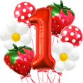 thumbnail image 1 of Set Corabsar de globos con forma de fresa para decoración de cumpleaños para niñas, 1 of 7