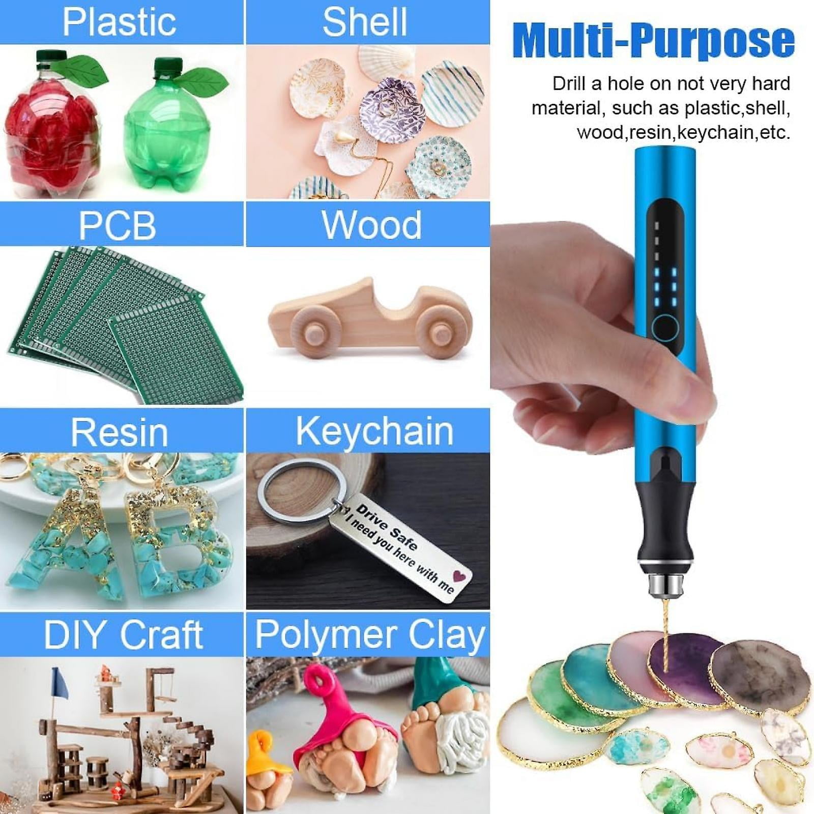3 Speed Cordless Mini Drill Pen With 8 Small Drill Bits Rechargeable Electric Hand Drill Pin Vise Micro Drill Set For Jewelry Maki Blue Walmart