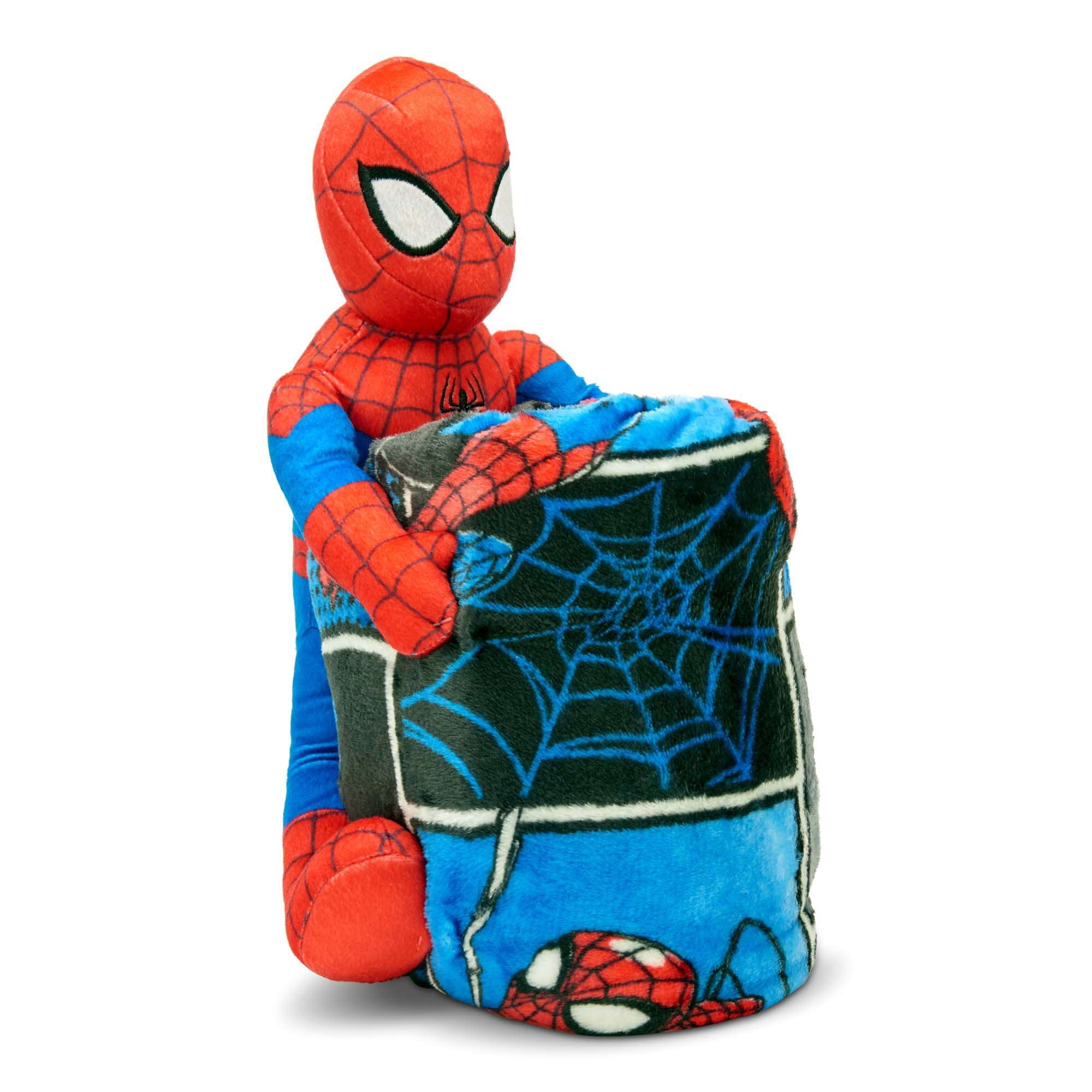 Spider-Man Kids Plush Hugger with Silk Touch Throw Blanket Set, 50x60 inches