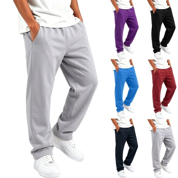 Nekdswn Boys Athletic Pants Stretch Straight Leg Sweat Pants Solid Color Elastic Waist Casual Trousers with Pockets for Teen Kids 2-15 Years