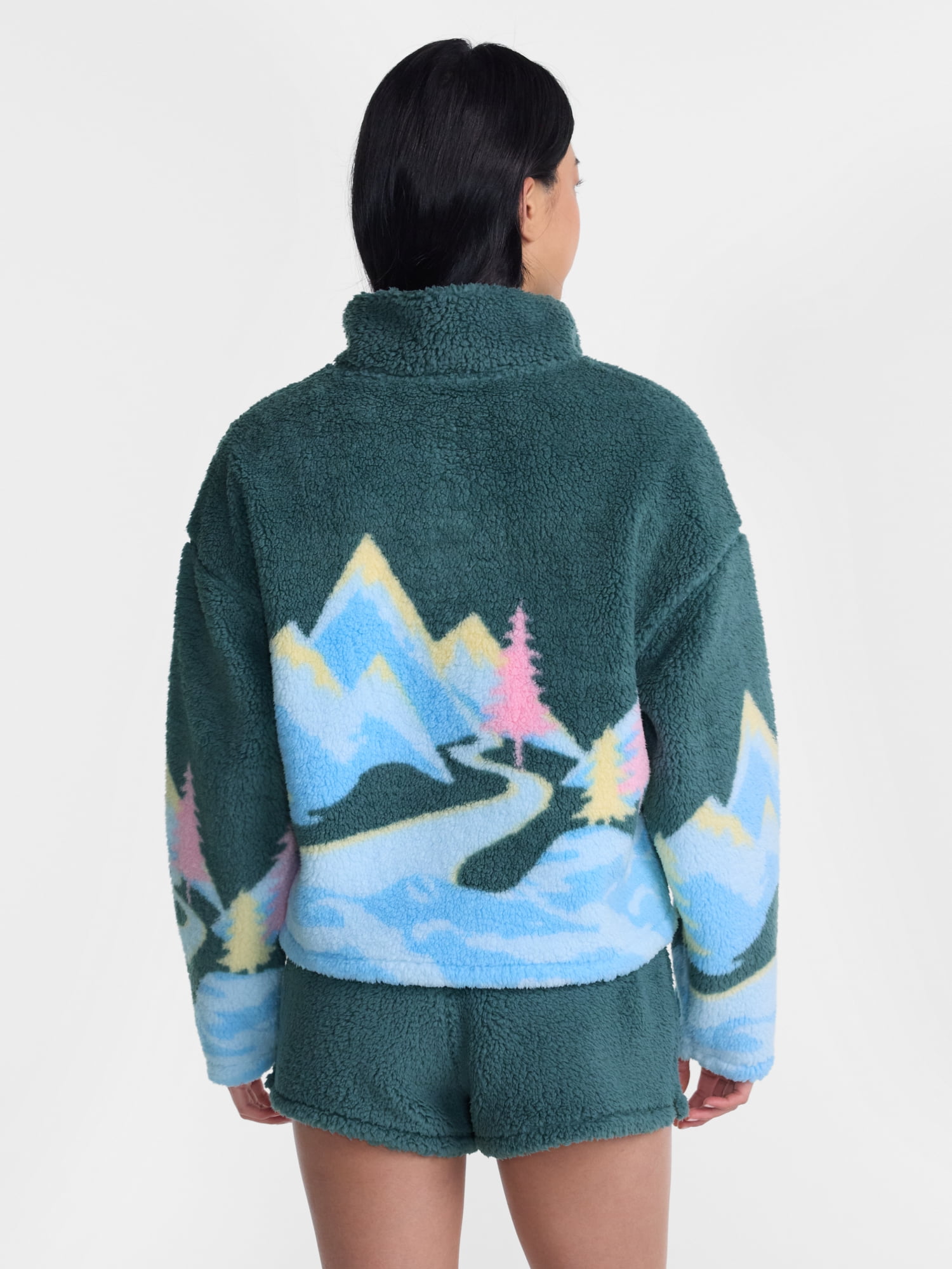 No Boundaries Faux Shearling Plush Pullover, Women's & Women’s Plus XXS-4X