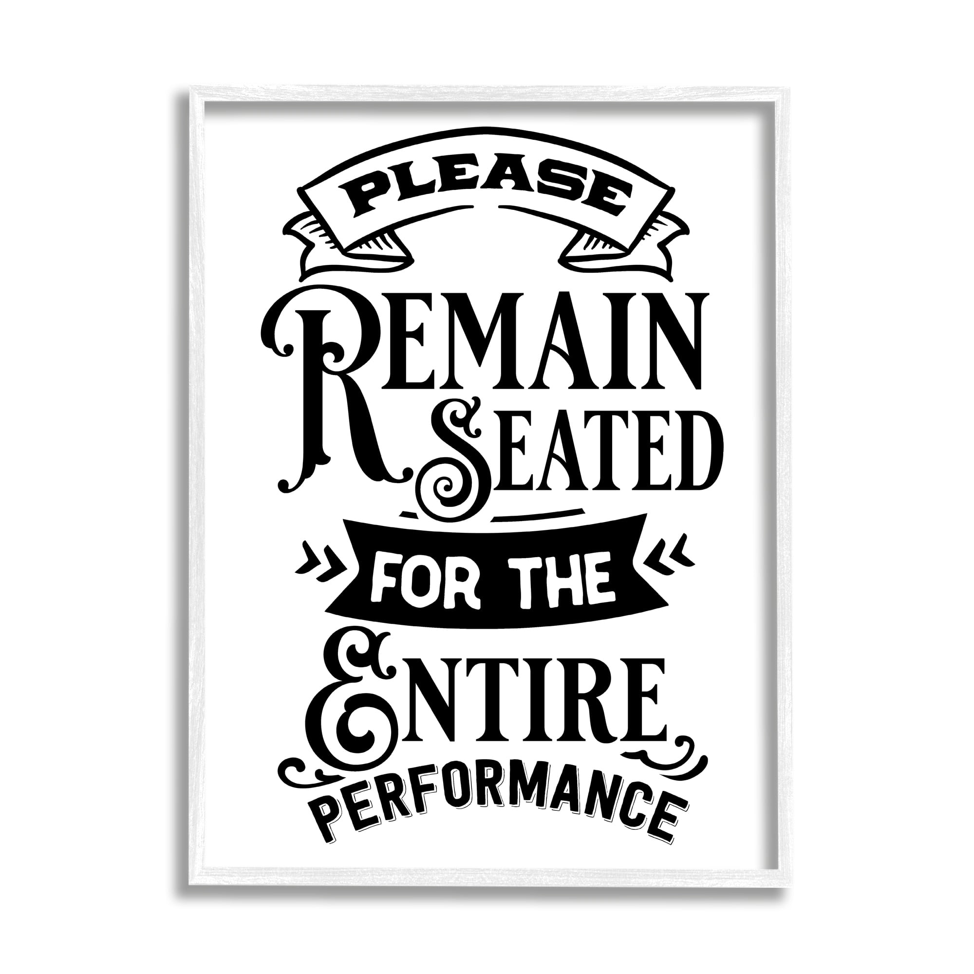 Stupell Industries Please Remain Seated Humorous Vintage Bathroom Saying Graphic Art White Framed Art Print Wall Art, Design by Lettered and Lined