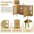 thumbnail image 5 of Williamspace 47.2" Sideboard Buffet Cabinet with Storage, Modern 2-Door Accent Dining Cabinet with Gold Trim & Woven Rattan Doors for Living Room Dinning Room Kitchen, Oak, 5 of 9