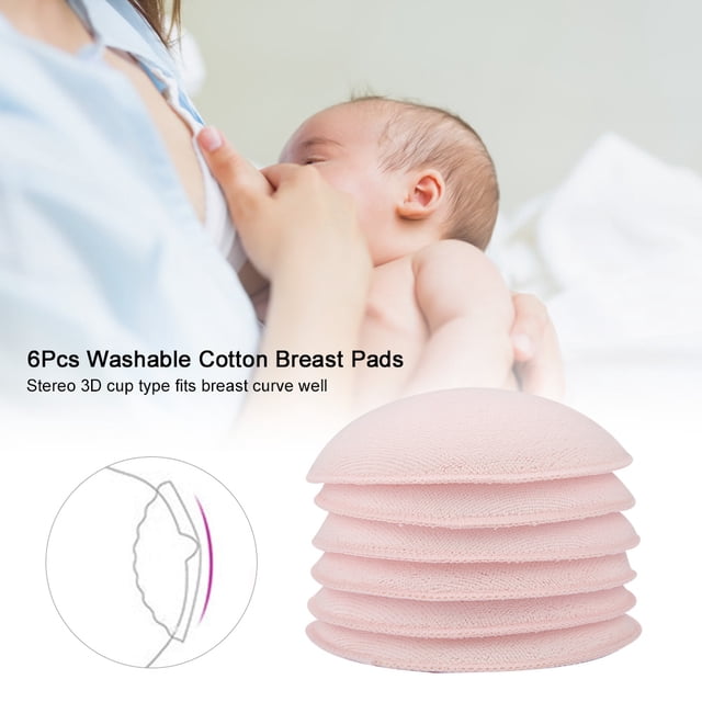 Qiilu 6 Pcs Coussinets de Poitrine Lavables en Coton Doux Réutilisables Absorbants pour Allaitement, Coussin d'Allaitement Réutilisable, Coussin d'Allaitement