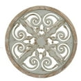 thumbnail image 4 of 24X28.5" Round Wooden Carved Table, Distressed White Finish Design Antique White Primary Living Space Antique,French Country,Retro,Rustic,Vintage Wood, 4 of 10