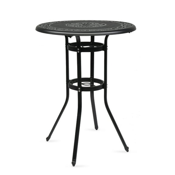 32" Round Cast Aluminum Patio Bar Table - Durable Bronze Finish, All-Weather, Rust-Resistant for Outdoor Entertaining, Decks & Gardens