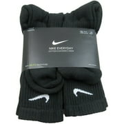 جوارب تدريب طاقم القطن المبطن من Nike Unisex كل يوم مع تقنية DRI-FIT ، أسود كبير (حزمة 6 أزواج)