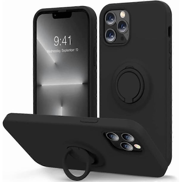 Compatible with iPhone 13 Pro Max Case 6.7inch with Ring Kickstand Liquid Silicone Microfiber Linner Anti-Scratch Full-Body Shockproof Protective Case