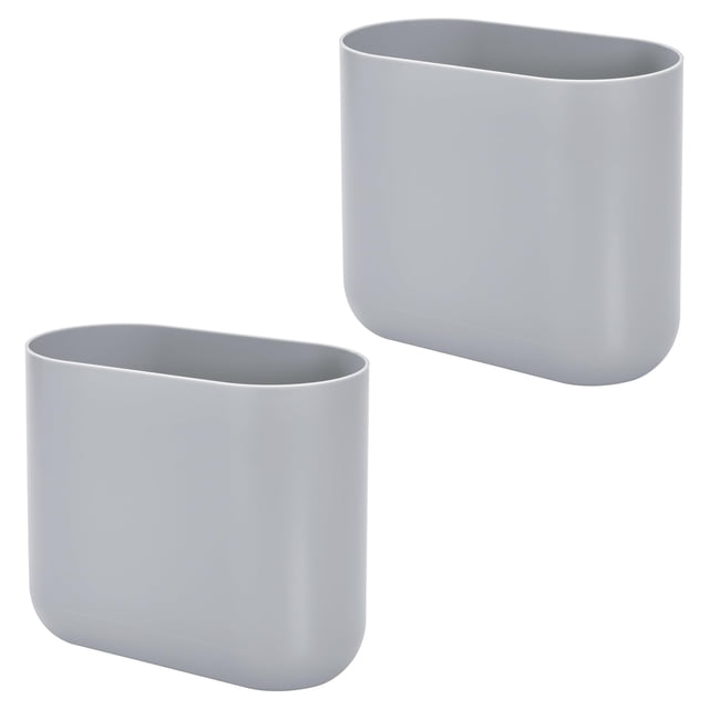 Juego de 2 cubos de basura iDesign Cade ovalados de plástico, tamaño pequeño, gris