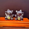 thumbnail image 4 of Wooden lucky cat figurine, solid wood carving, large size, perfect for opening gifts, shop countertops, or home living room decorations., 4 of 4