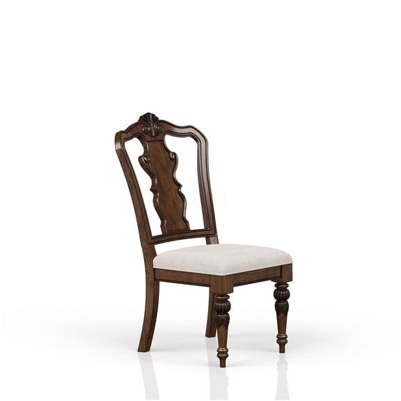 Mahogany Queen Anne Side Chairs, Set of 2 Upholstered Dining Chairs with Traditional Design and Solid Wood Frame