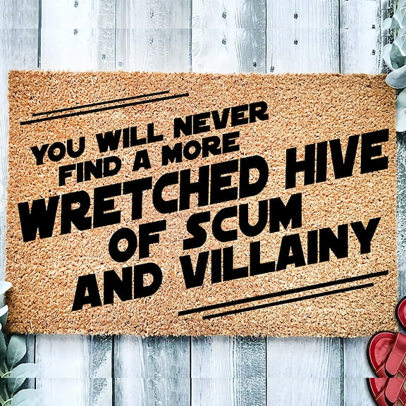 Lonkogqi Welcome Door Mats You Will Never Find A More Wretched Hive of Scum and Villainy Doormat Sci Fi Funny Movie Doormat Welcome Mat Greeting Front Porch Rugs Door Mats Carpet Decor 16x24 Inch