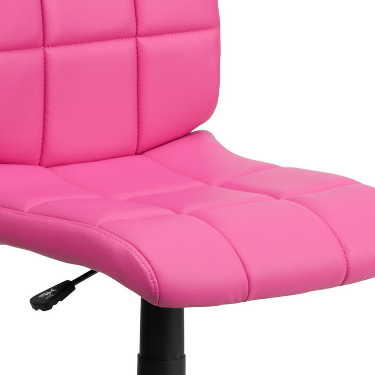 BizChair Mid Back Pink Quilted Vinyl Swivel Task Office Chair