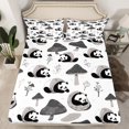thumbnail image 2 of Erosebridal Ensemble de Draps Panda Mignon Simple, Ensembles de Literie Botanique Champignon Taille Simple, Noir Blanc Gris, Doux 3 Pcs, 2 of 7
