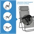 thumbnail image 6 of Gymax 3PCS Zero Gravity Recliner Lounge Chairs Pillows Table Portable Folding Grey, 6 of 9