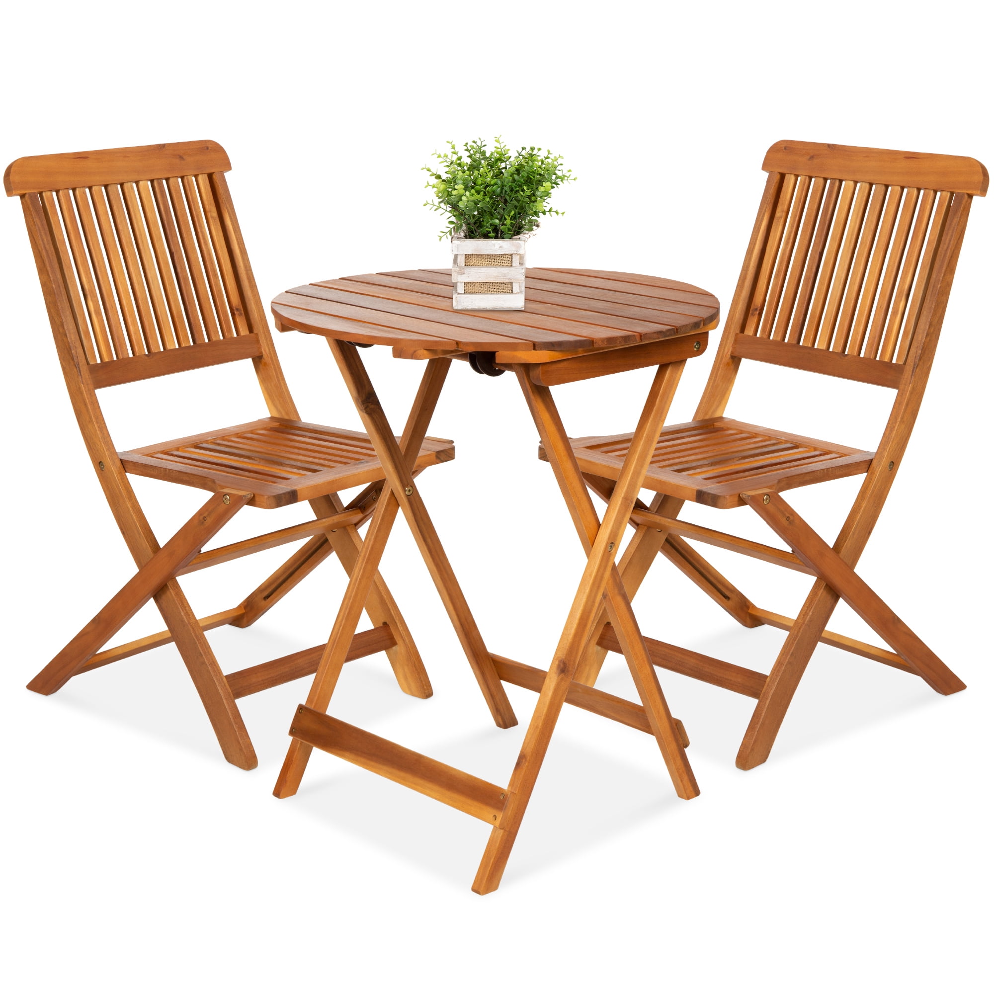 Chairs Table Teak Finish, Small Outdoor Bistro Set With Umbrella