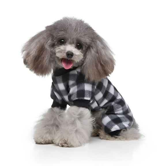 BESTSKY 100% Cotton Buffalo Plaid Dog Clothes Puppy Pajamas Pet Apparel Cat Onesies Jammies Doggie Jumpsuits, Pet Pajamas for Dogs Red Plaid Sweaters Soft Clothes