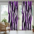 thumbnail image 3 of Outdoor Curtains for Patio Waterproof, Purple Stripe Windproof Pravicy Outside Porch Blackout Curtain, Black Grey White Gradient Striped Geometric Sun Blocking Grommets Curtains for Cabana 54"x95", 3 of 9