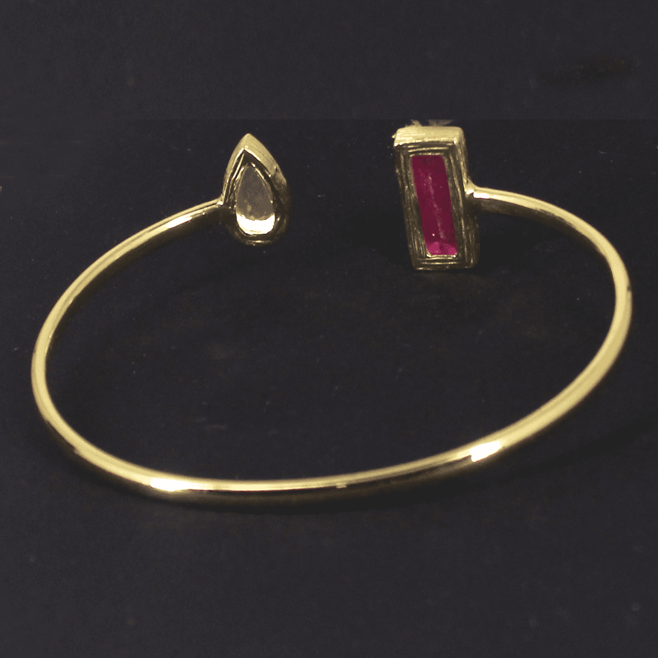 Maya Natural Red jade And Crystal 18k Gold Plated Bracelet