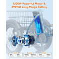 thumbnail image 4 of Actbest Electric Tricycle for Adults, 18" Folding Electric Trike, Peak 1200W Motor 48V 10.4AH Etrike, 18MPH Up to 50 Miles 3-Wheel Electric Bike Blue, 4 of 7